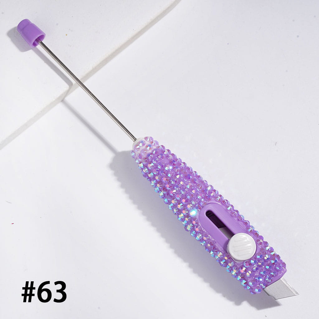 Sparkling Rhinestone Beadable Mini Utility Knife | DIY Beadable Plastic Unboxing Tool for Express Package Box Carton Opener Cutter Cleaver, 148MM Length,  Multi-Color