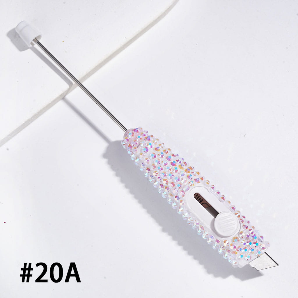 Sparkling Rhinestone Beadable Mini Utility Knife | DIY Beadable Plastic Unboxing Tool for Express Package Box Carton Opener Cutter Cleaver, 148MM Length,  Multi-Color