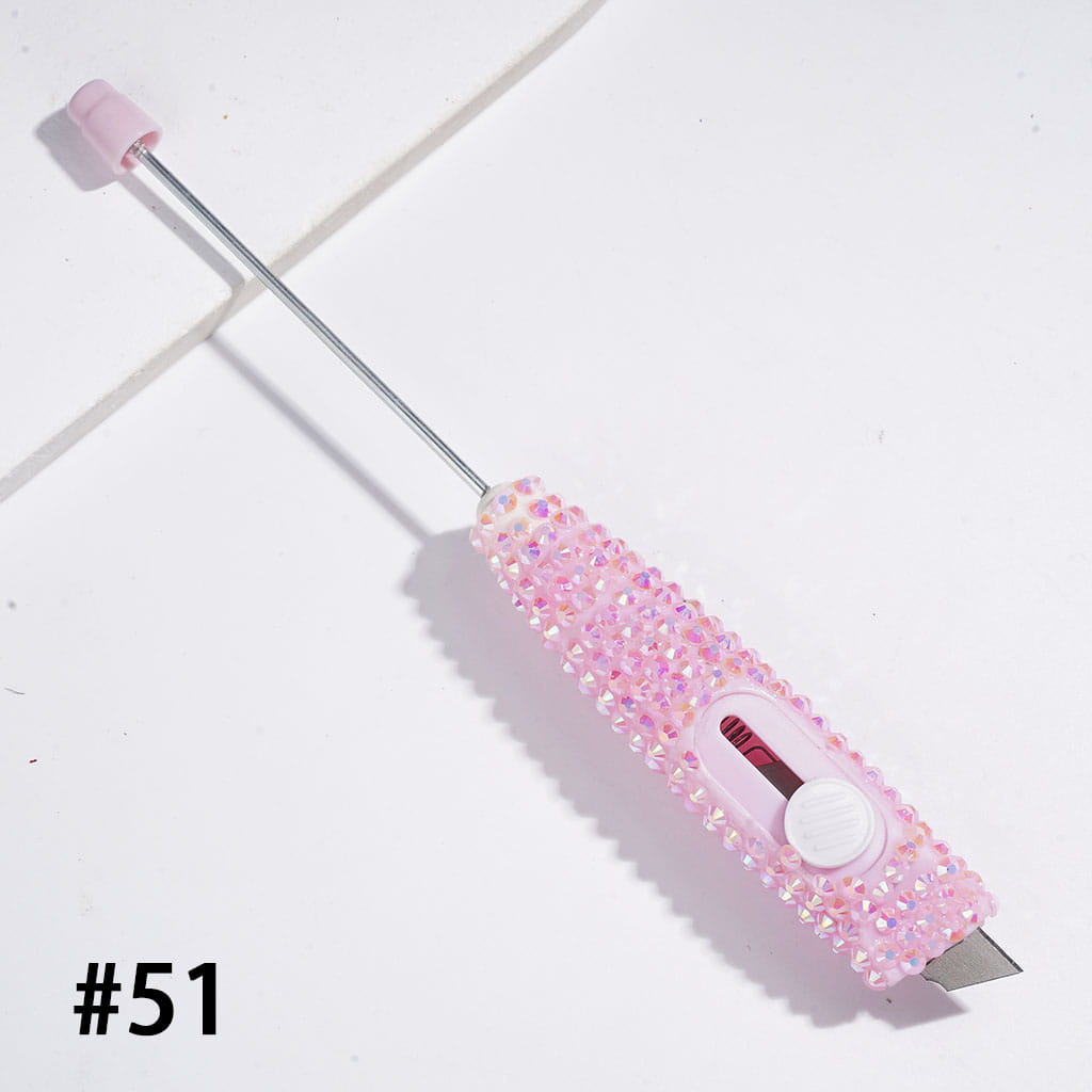 Sparkling Rhinestone Beadable Mini Utility Knife | DIY Beadable Plastic Unboxing Tool for Express Package Box Carton Opener Cutter Cleaver, 148MM Length,  Multi-Color