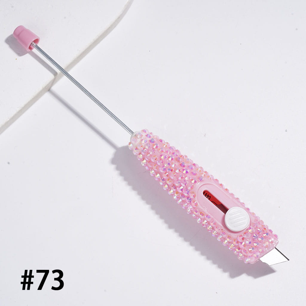 Sparkling Rhinestone Beadable Mini Utility Knife | DIY Beadable Plastic Unboxing Tool for Express Package Box Carton Opener Cutter Cleaver, 148MM Length,  Multi-Color