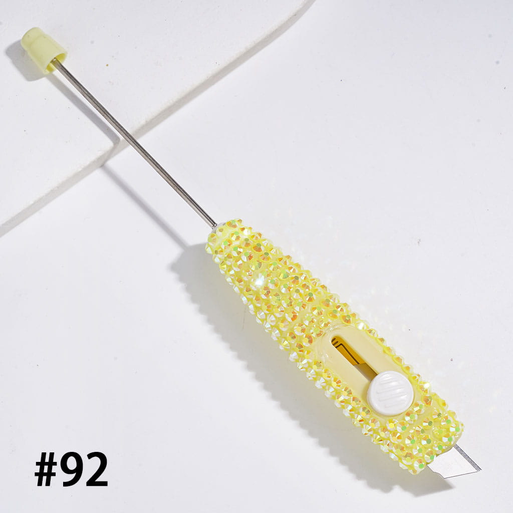 Sparkling Rhinestone Beadable Mini Utility Knife | DIY Beadable Plastic Unboxing Tool for Express Package Box Carton Opener Cutter Cleaver, 148MM Length,  Multi-Color