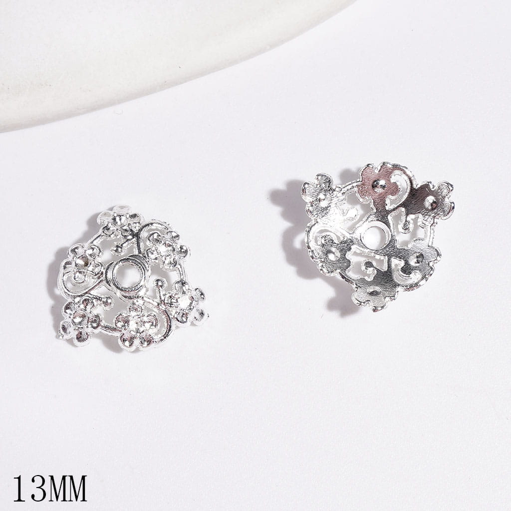 Alloy Bead Cap Cage with Five Petaled Flowers, 13MM Gold and Silver (They Fit 14MM Beads)
