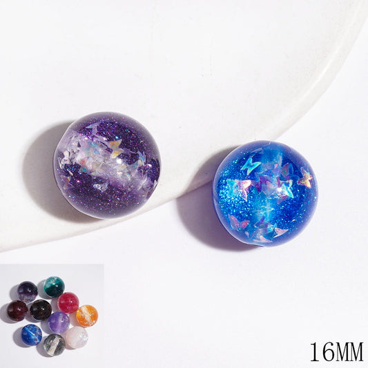 Color Changing Acrylic Beads for Bracelets Double Colors with Glitter & Silver Butterfly Sequins, 16MM, Dark Color Series, Random Mix