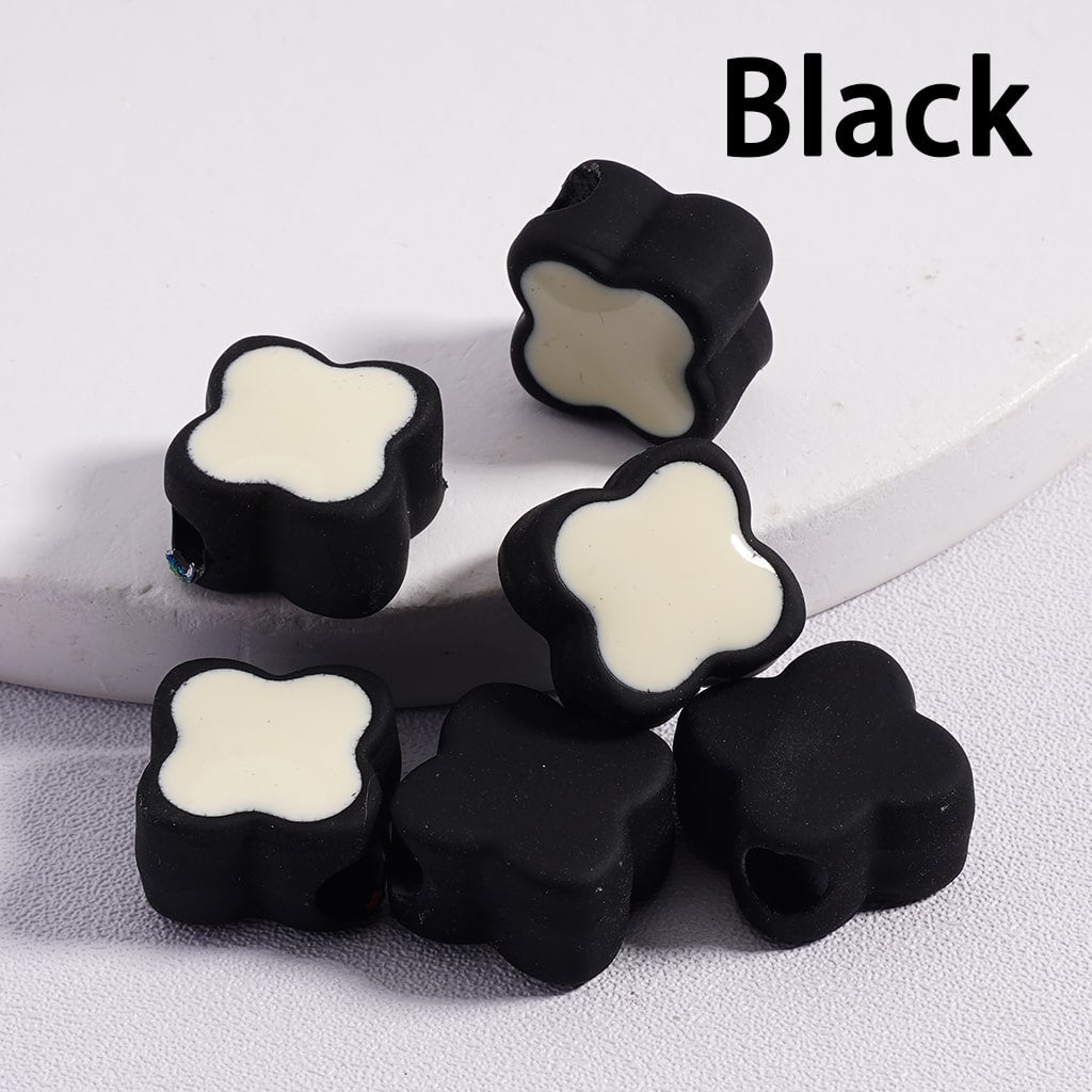 Acrylic Beads Mini Cute Four Leaf Clover , Light Colors & Dark Colors, 12*12MM (Single Color is available for 200pcs(Whole Bag)Only)