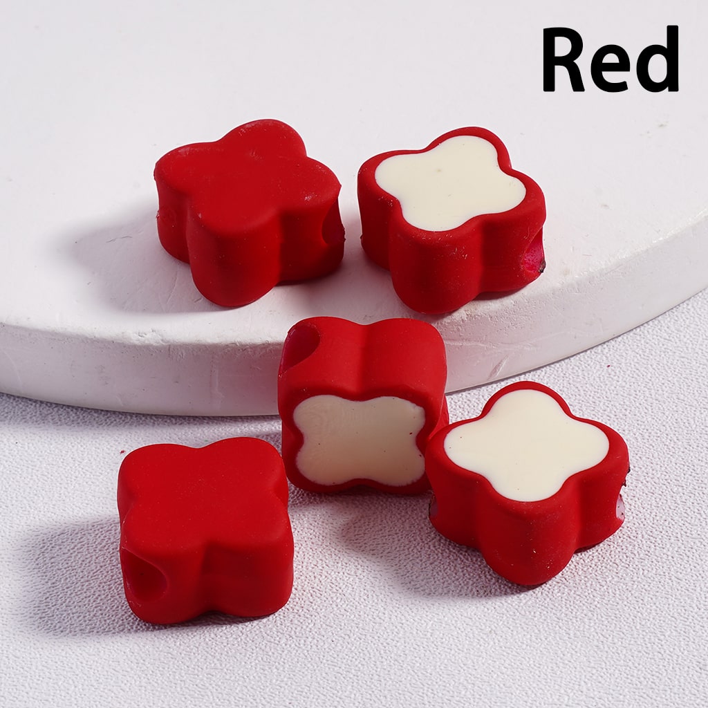 Acrylic Beads Mini Cute Four Leaf Clover , Light Colors & Dark Colors, 12*12MM (Single Color is available for 200pcs(Whole Bag)Only)