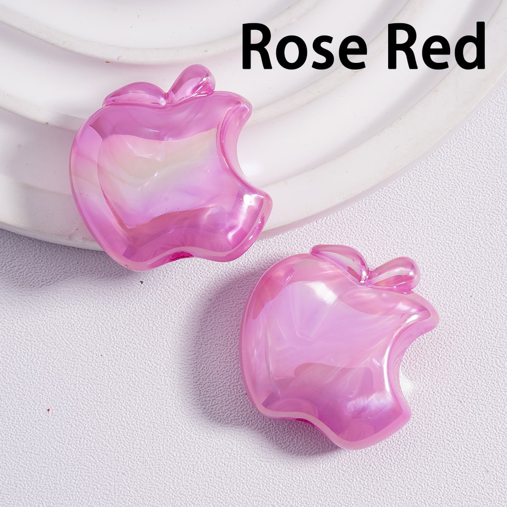 Acrylic Beads UV Coating Cute Flat Apple Multi-Color 24*25MM (Single Color is available for 200pcs(whole bag) Only)