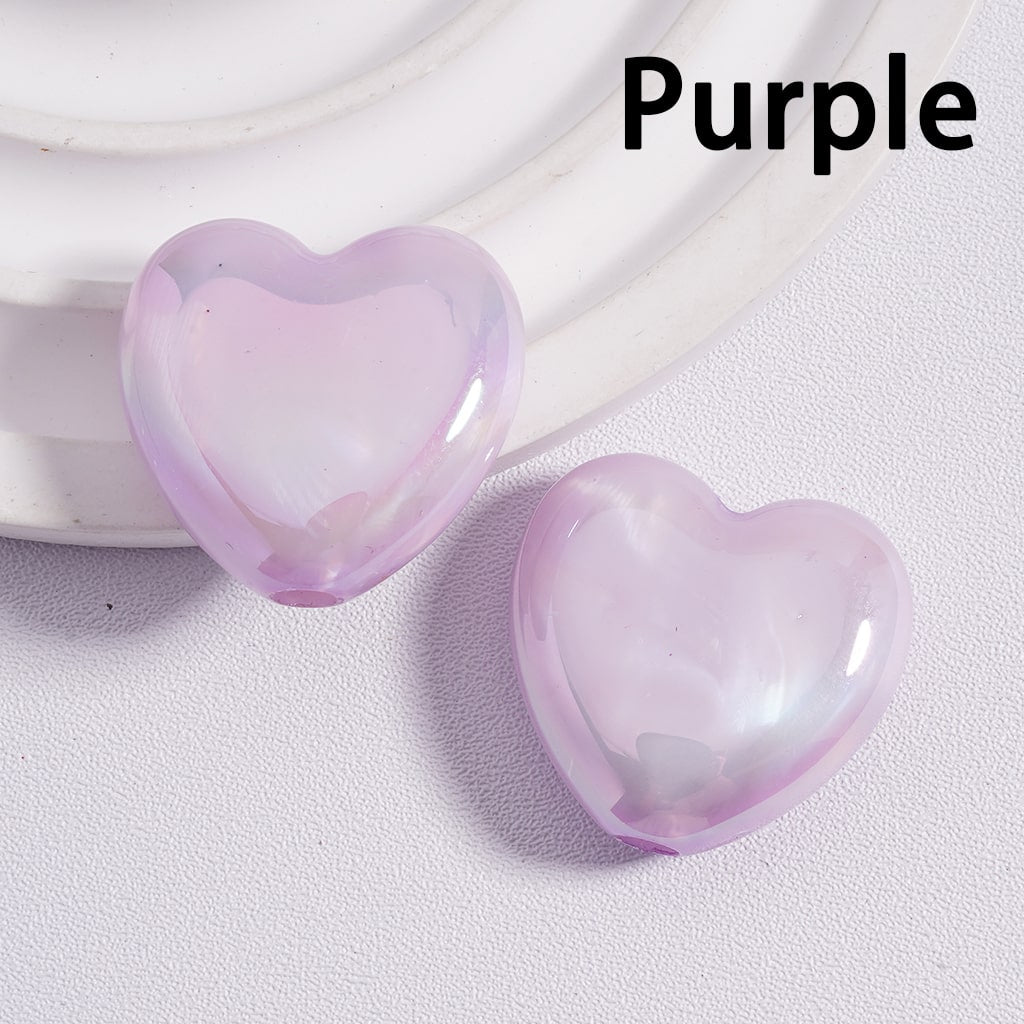 Acrylic Beads UV Coating Flat Heart Multi-Color 24*23MM (Single Color is available for 200pcs(whole bag) Only)