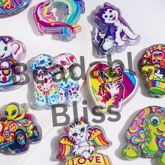 Acrylic Beads and Pendants Brightly Colored Animal Theme, Semi-Clear, Random Mix