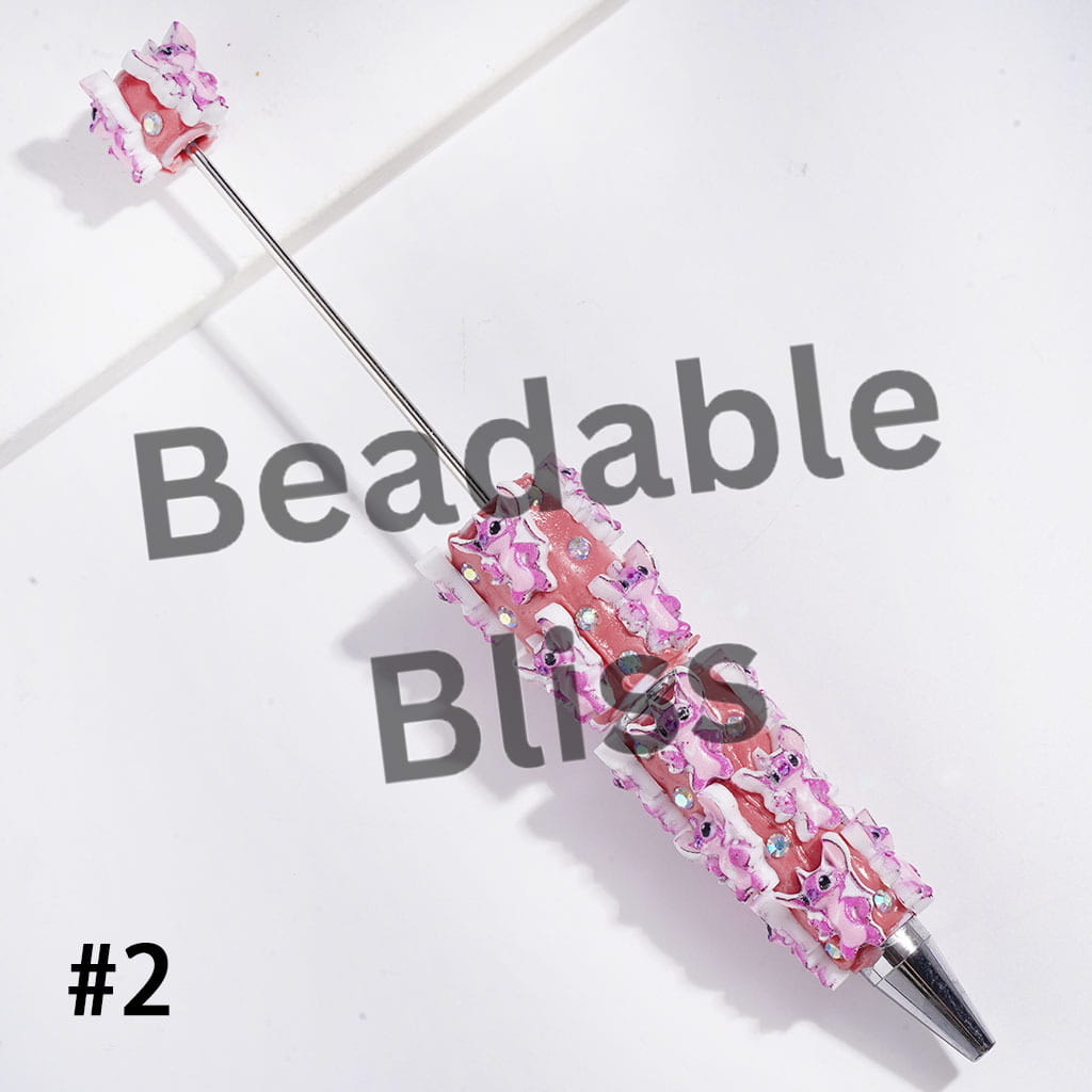 Monster Character Series and AB Rhinestone Beadable Clay Pens