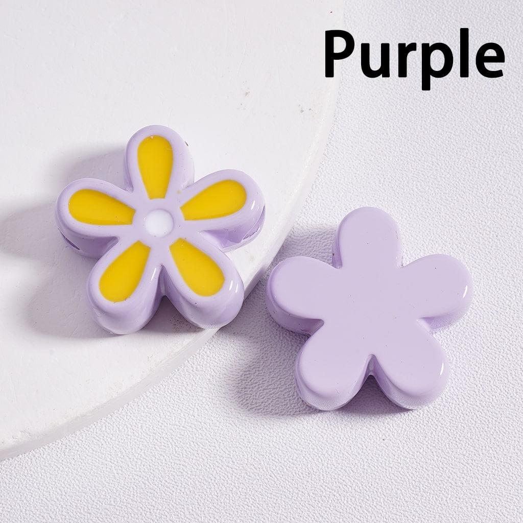 Acrylic Beads Stoving Varnish Cute Five-Petaled Flowers Multi-Color 23*23MM (Single Color is available for 100pcs(whole bag) Only)