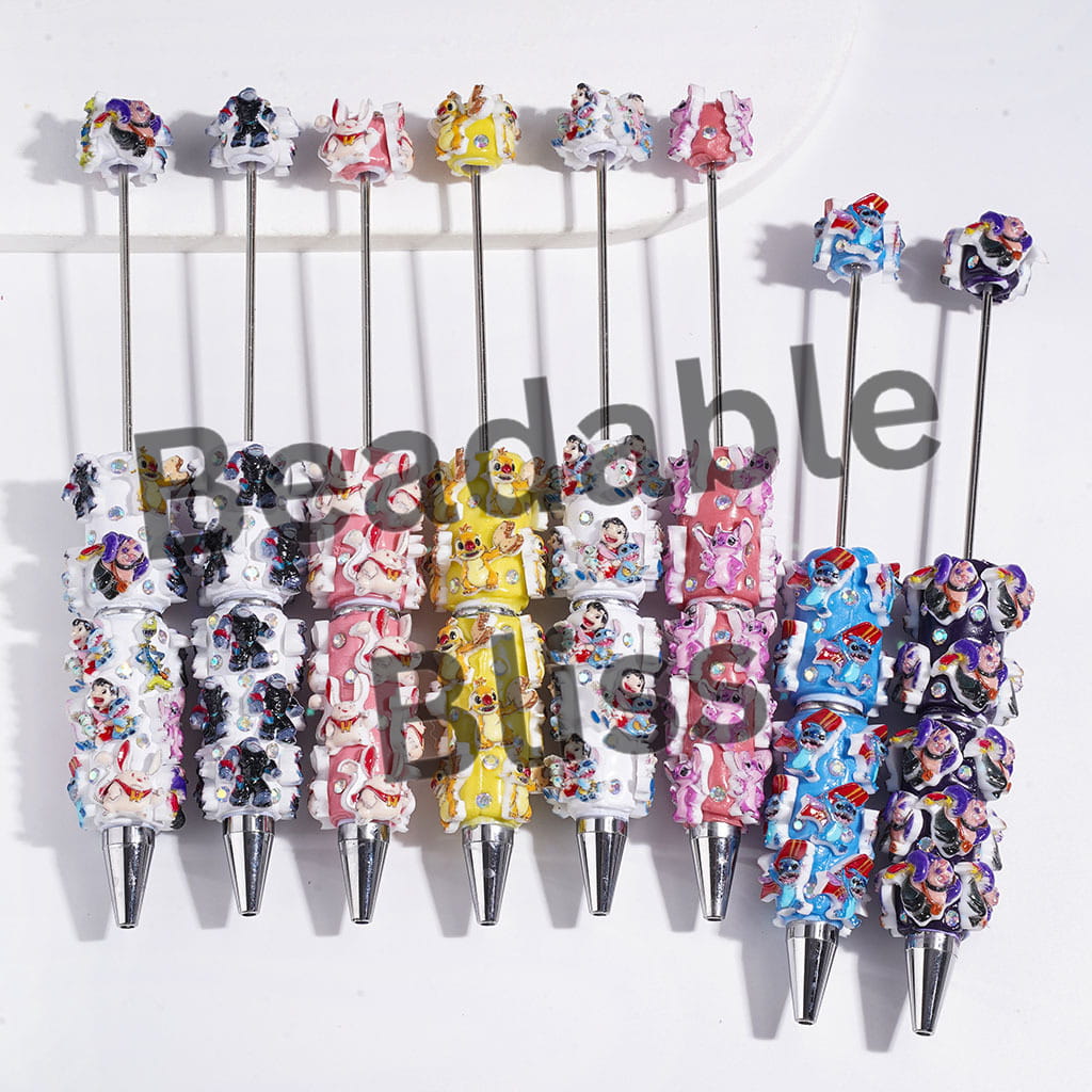 Monster Character Series and AB Rhinestone Beadable Clay Pens