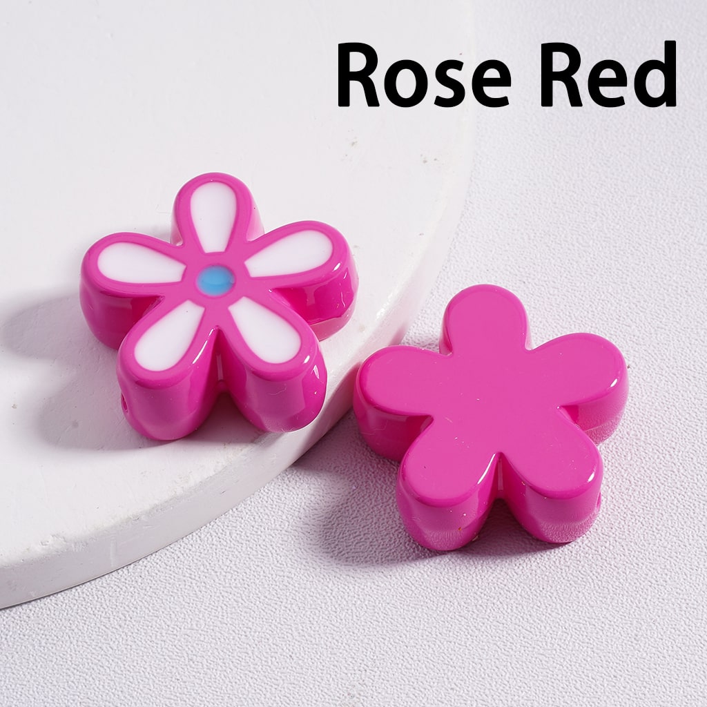 Acrylic Beads Stoving Varnish Cute Five-Petaled Flowers Multi-Color 23*23MM (Single Color is available for 100pcs(whole bag) Only)