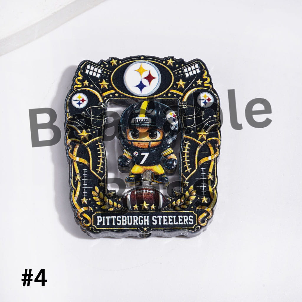 Acrylic Beads American Football Team Collection Set, Hollowed Square Photo Frame and Athlete Pieces