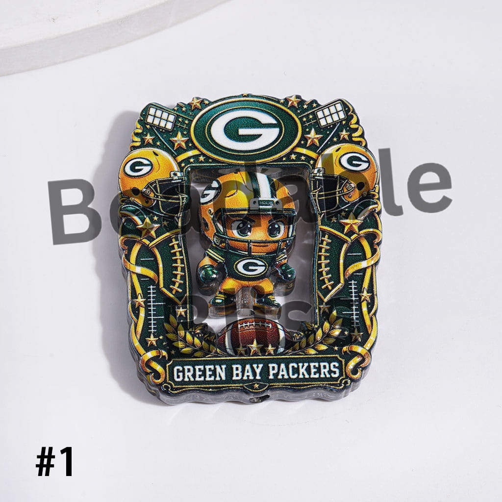 Acrylic Beads American Football Team Collection Set, Hollowed Square Photo Frame and Athlete Pieces