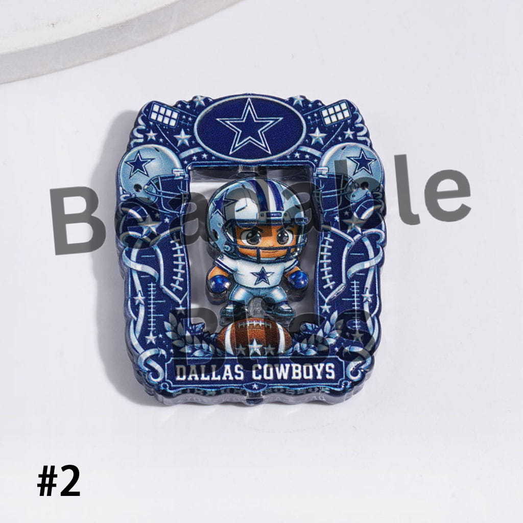 Acrylic Beads American Football Team Collection Set, Hollowed Square Photo Frame and Athlete Pieces
