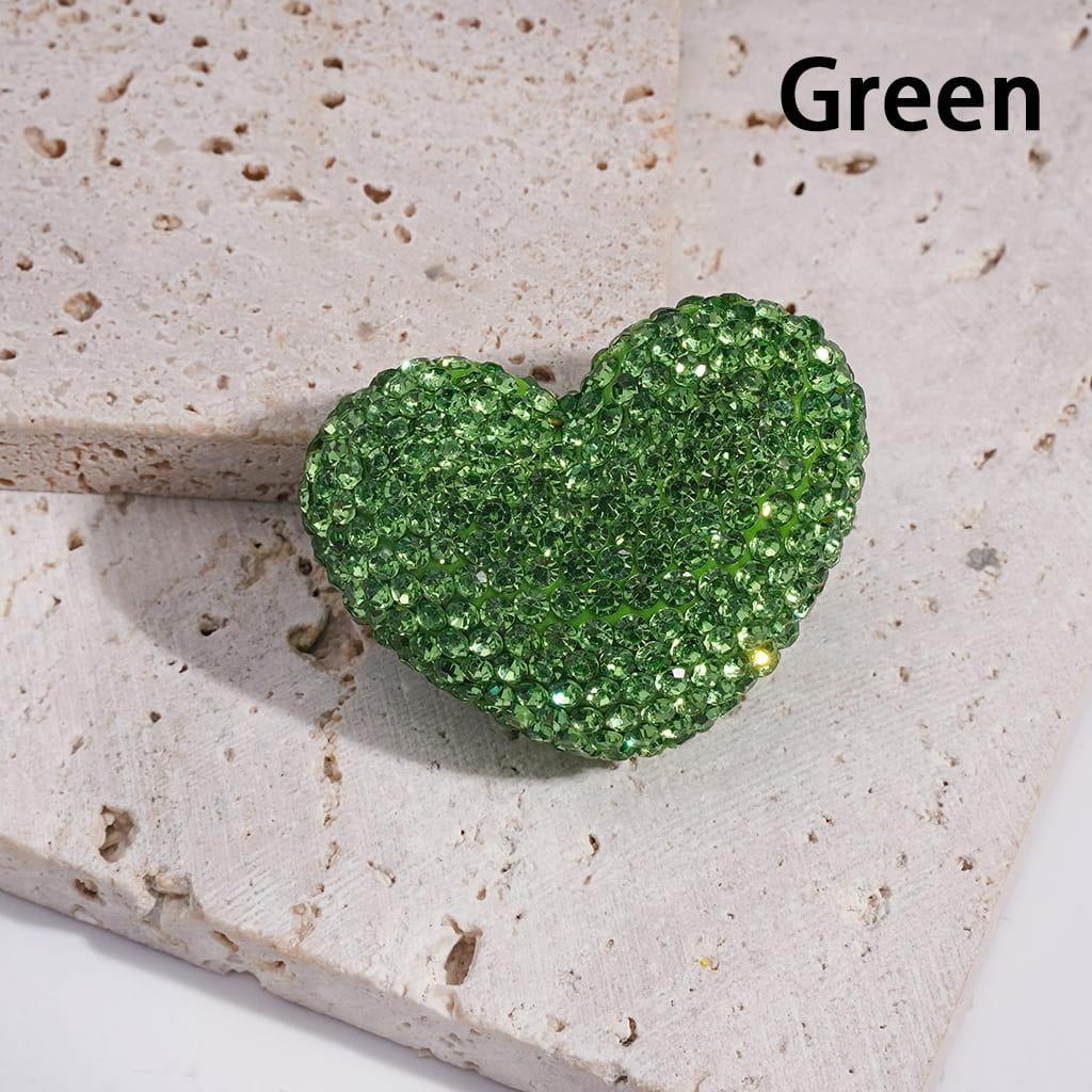 Clay Heart Beads with Bling Bling Rhinestones, 30*39MM, Multi-Color