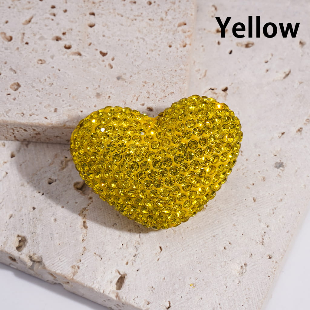 Clay Heart Beads with Bling Bling Rhinestones, 30*39MM, Multi-Color