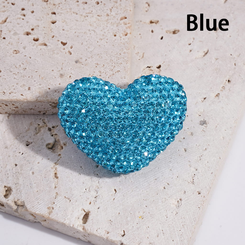 Clay Heart Beads with Bling Bling Rhinestones, 30*39MM, Multi-Color