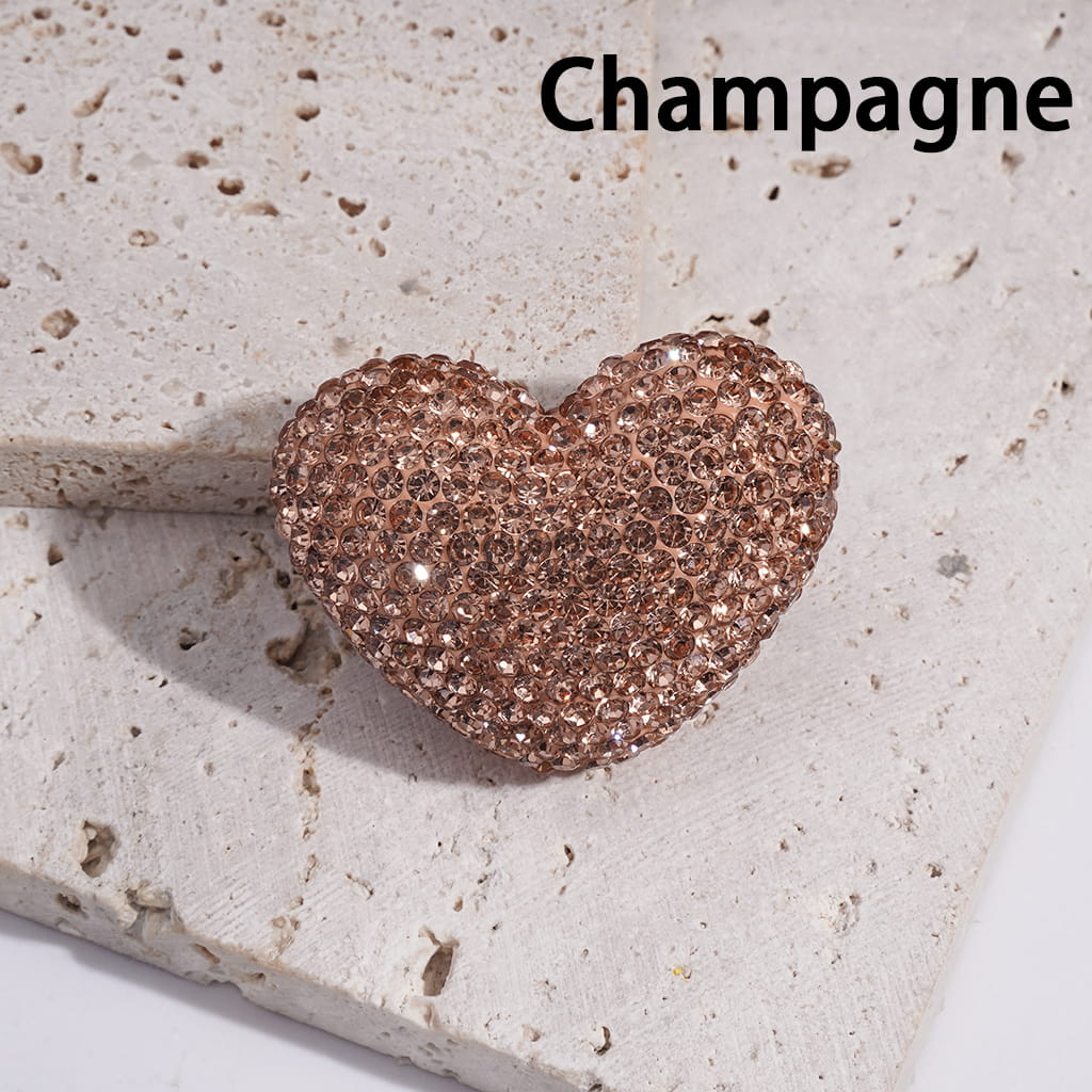 Clay Heart Beads with Bling Bling Rhinestones, 30*39MM, Multi-Color