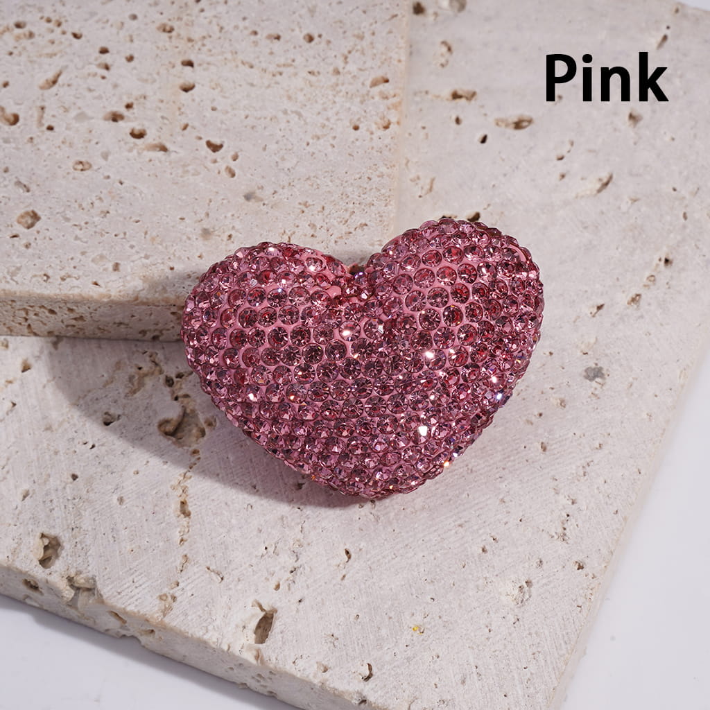 Clay Heart Beads with Bling Bling Rhinestones, 30*39MM, Multi-Color
