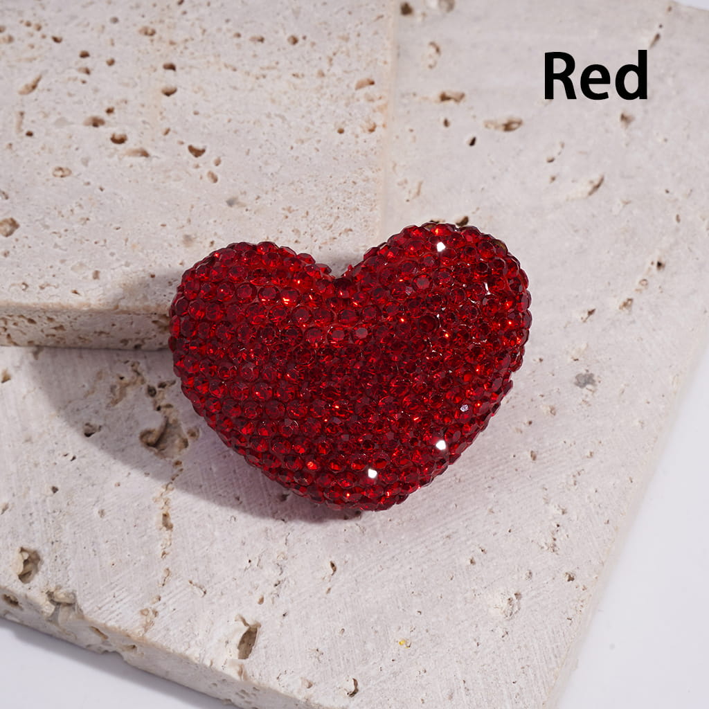 Clay Heart Beads with Bling Bling Rhinestones, 30*39MM, Multi-Color