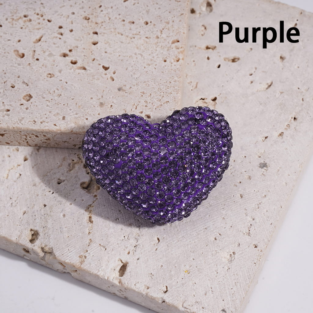 Clay Heart Beads with Bling Bling Rhinestones, 30*39MM, Multi-Color