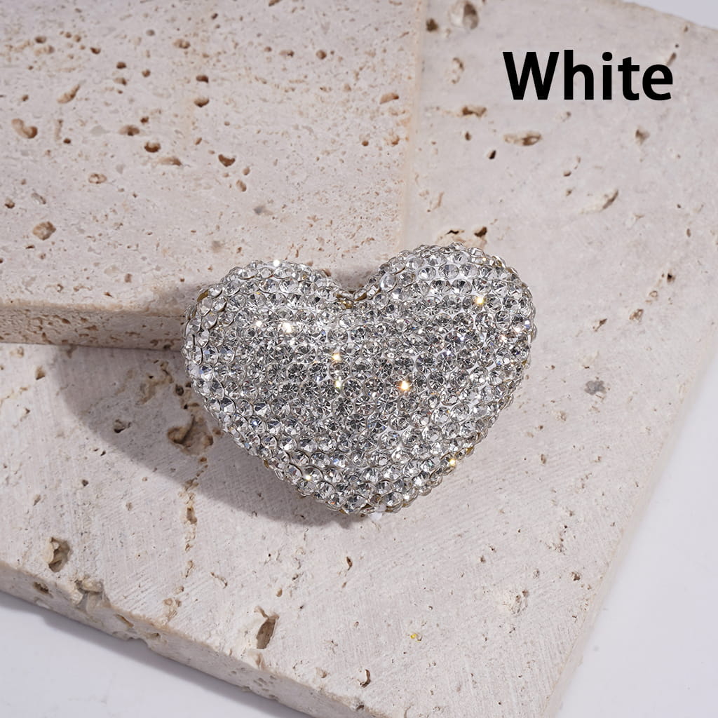 Clay Heart Beads with Bling Bling Rhinestones, 30*39MM, Multi-Color