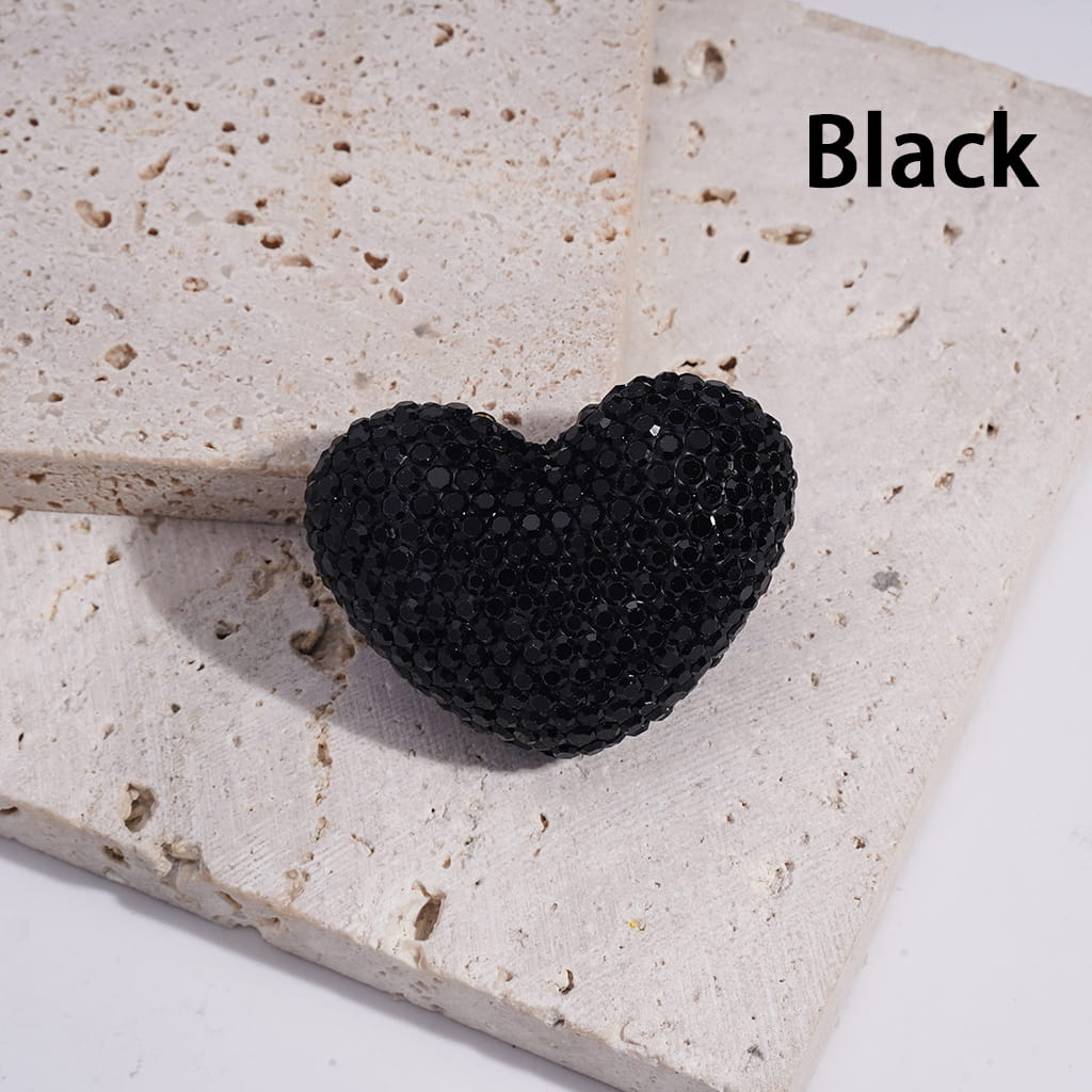 Clay Heart Beads with Bling Bling Rhinestones, 30*39MM, Multi-Color