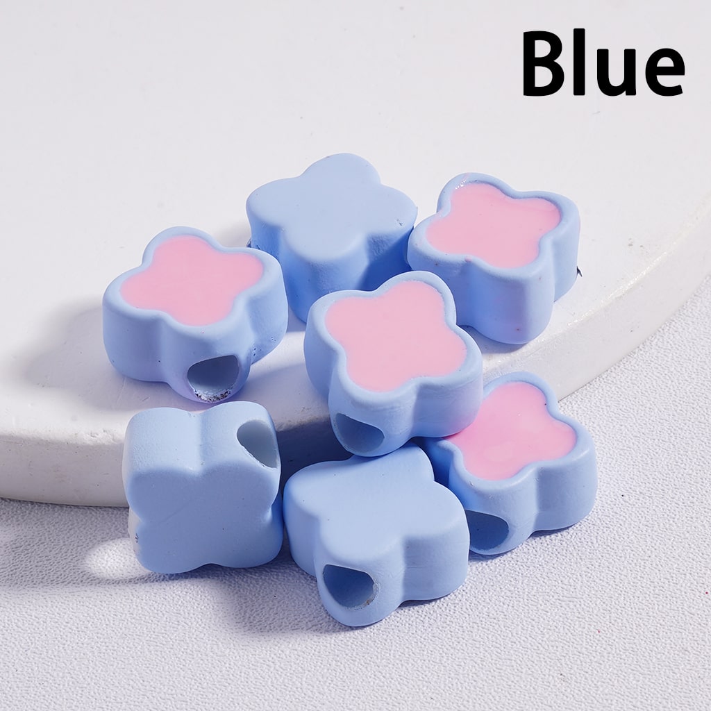 Acrylic Beads Mini Cute Four Leaf Clover , Light Colors & Dark Colors, 12*12MM (Single Color is available for 200pcs(Whole Bag)Only)