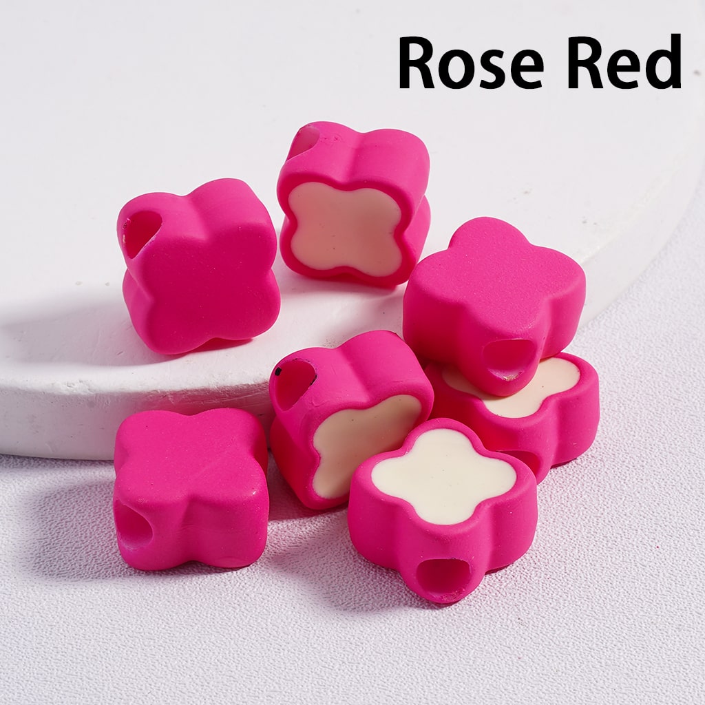 Acrylic Beads Mini Cute Four Leaf Clover , Light Colors & Dark Colors, 12*12MM (Single Color is available for 200pcs(Whole Bag)Only)