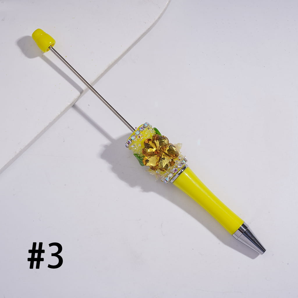Sugar Beadable Pens With Sparkling AB and Heart Flower Rhinestones, Vivid Butterfly Leaves, Multi-Color