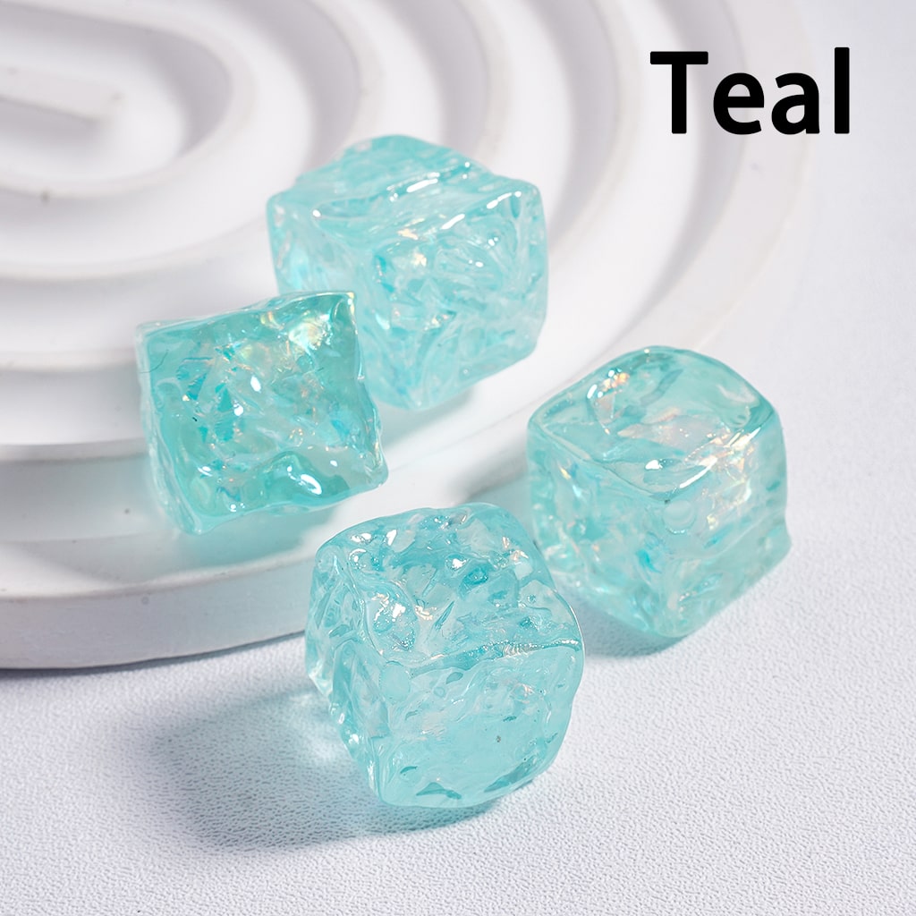 Acrylic Beads UV Coating Bumpy Square Cube Shiny Flakes Inside Translucent Multi-Color 15*15MM