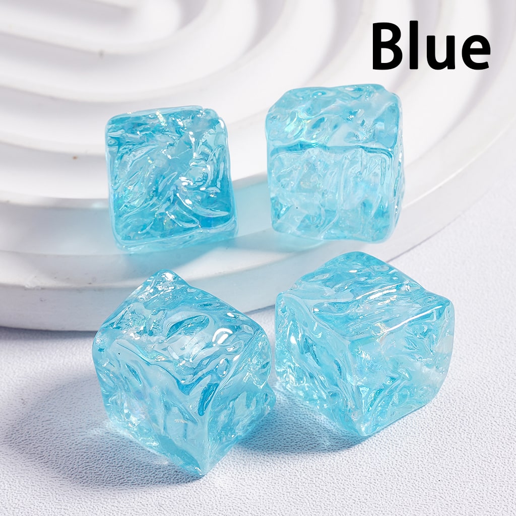 Acrylic Beads UV Coating Bumpy Square Cube Shiny Flakes Inside Translucent Multi-Color 15*15MM