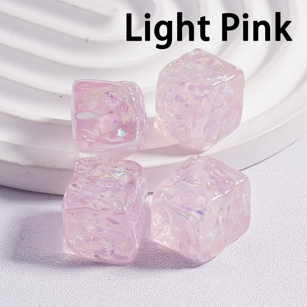 Acrylic Beads UV Coating Bumpy Square Cube Shiny Flakes Inside Translucent Multi-Color 15*15MM