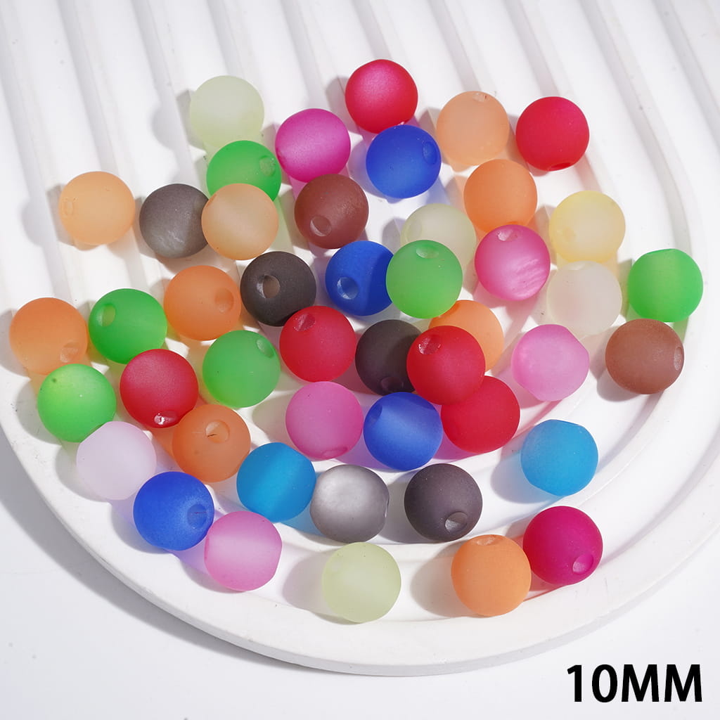 Acrylic Beads for Bracelets with Frosted Matte, 10MM Multi-Color Random Mix