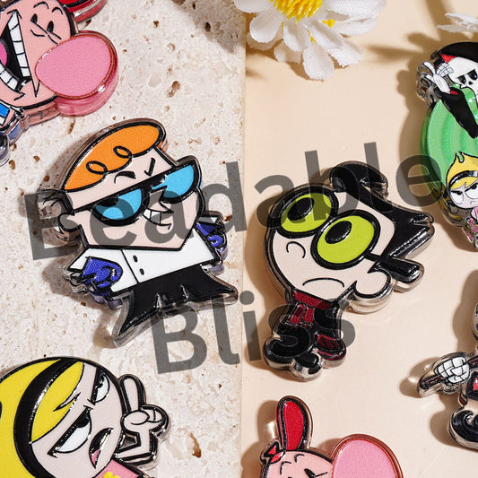 Acrylic Beads with Vintage Cartoon Network Character, Semi-Clear, Random Mix