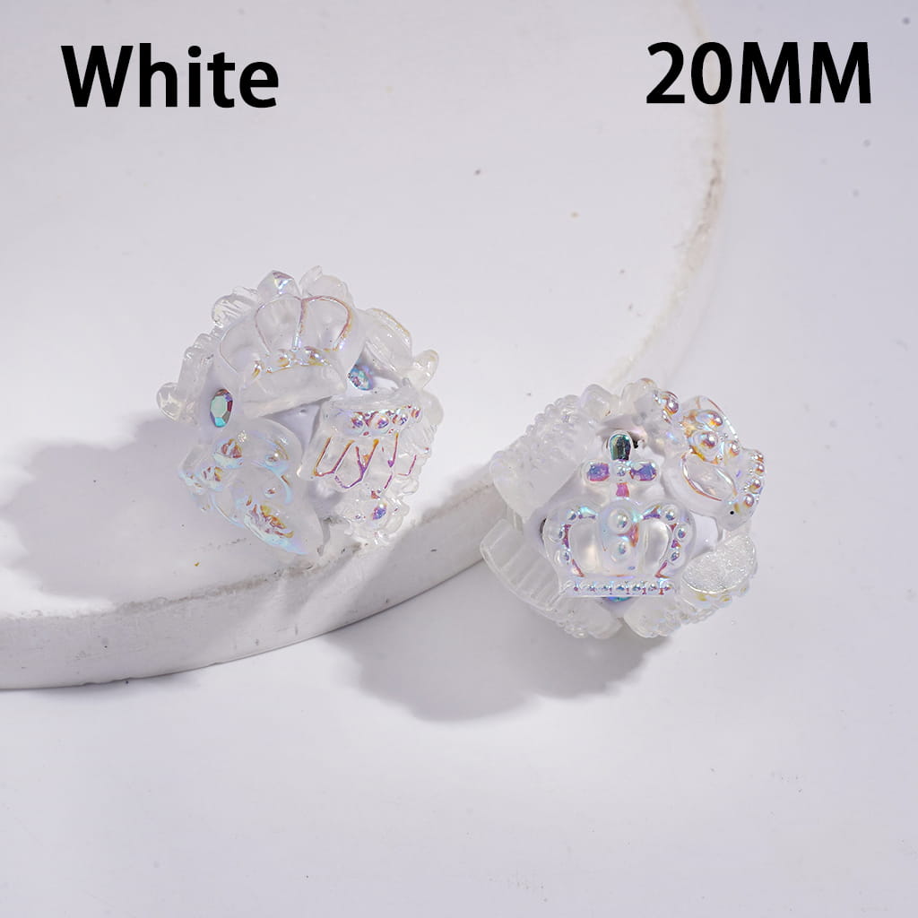 Clay Beads with Exquisite Imperial Crown in UV Coating, AB Rhinestones, 20MM, Multi-Color