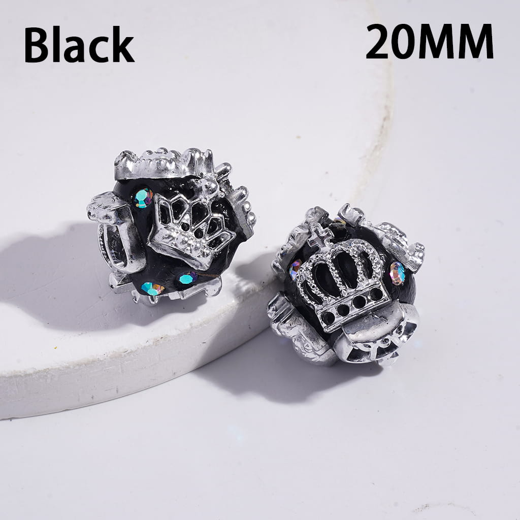 Clay Beads with Exquisite Imperial Crown in UV Coating, AB Rhinestones, 20MM, Multi-Color