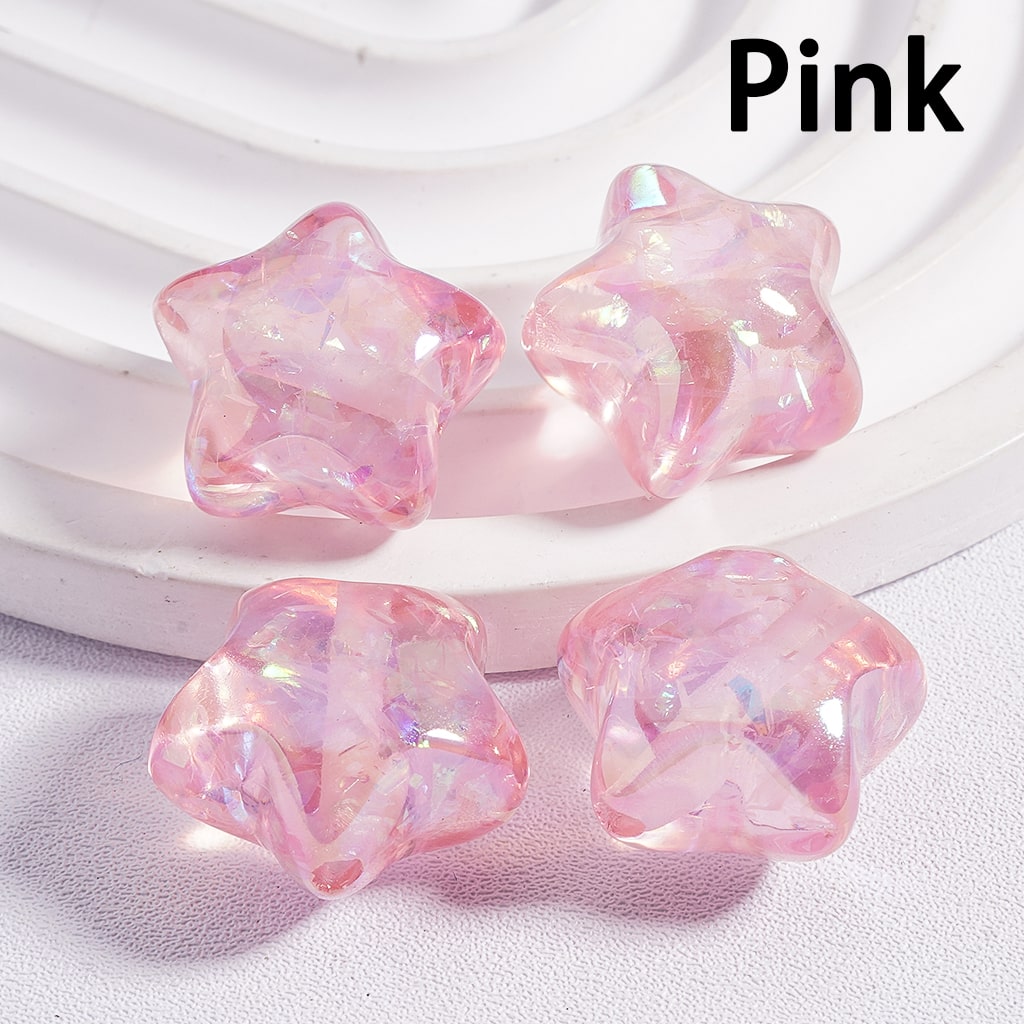 Acrylic Beads UV Coating Star Shape Shiny Flakes Inside Translucent Multi-Color 18*18MM