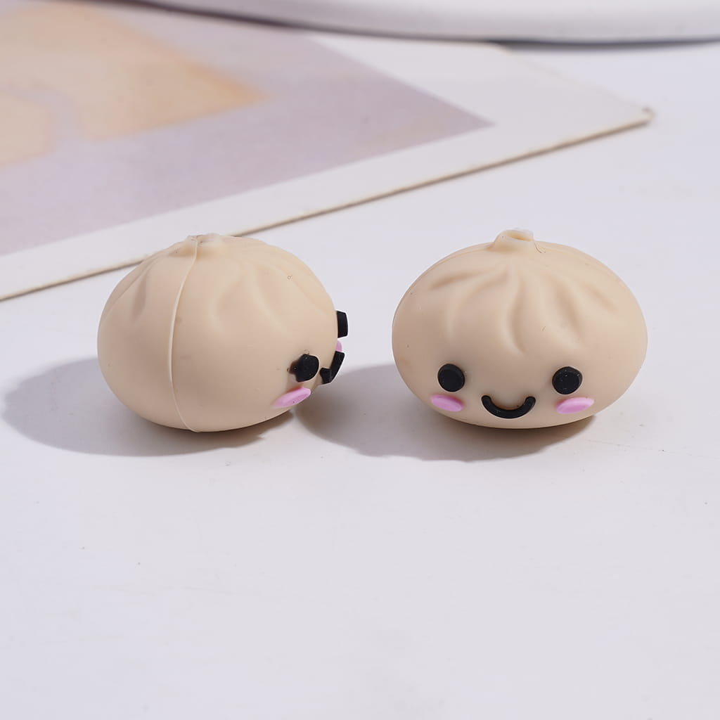 Silicone Focal Beads 3D Dumpling in Various Colors, Traditional Chinese Food Baozi
