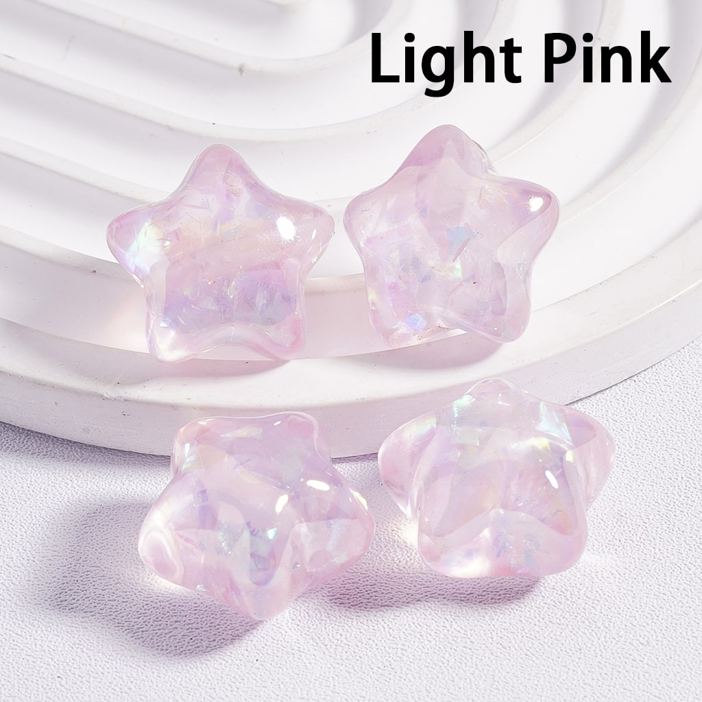 Acrylic Beads UV Coating Star Shape Shiny Flakes Inside Translucent Multi-Color 18*18MM