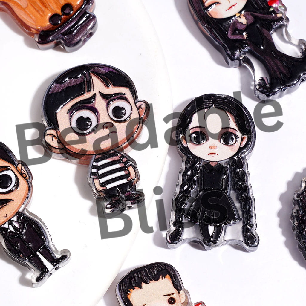 Halloween Family Member Character in Gothic Style Acrylic Beads, Random Mix