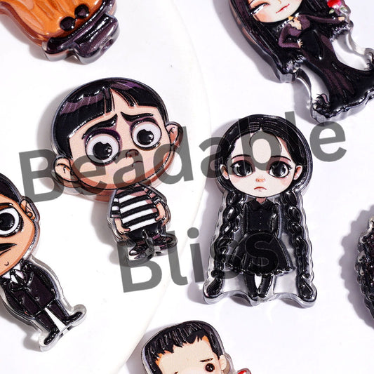 Halloween Family Member Character in Gothic Style Acrylic Beads, Random Mix