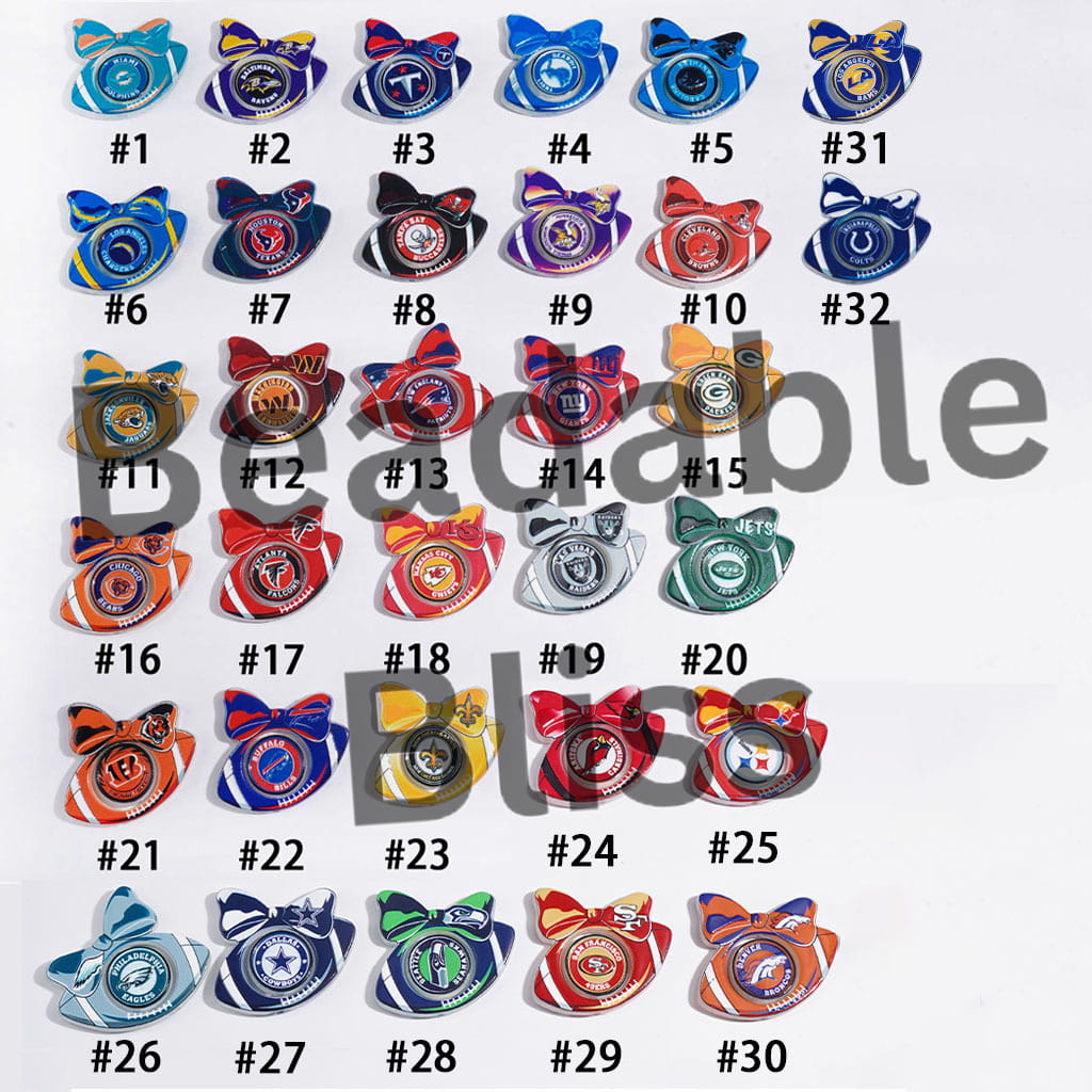 Large Size | American Football Team Collection Set Acrylic Beads, Flat ...