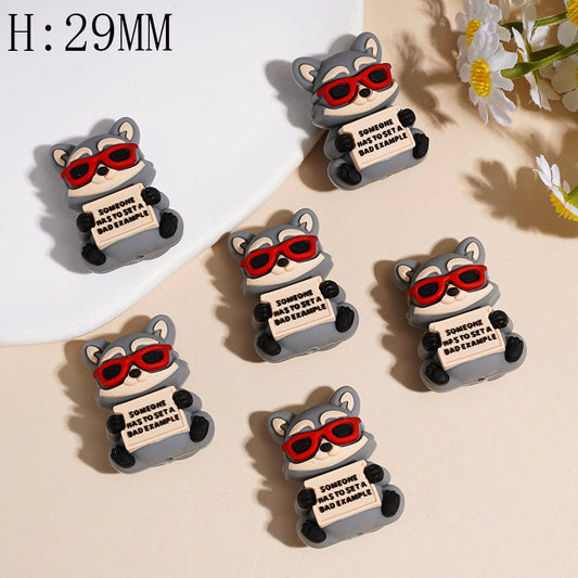 3D Raccoon with Red Sunglasses Text "Someone Has To Set A Bad Example", Height 29MM