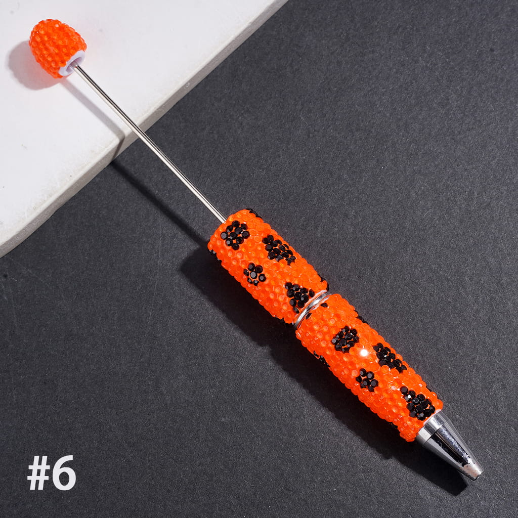 Beadable Clay Pens with Clear and Black Cone Shaped Rhinestones Covered the Entire Pen, Multi-Color