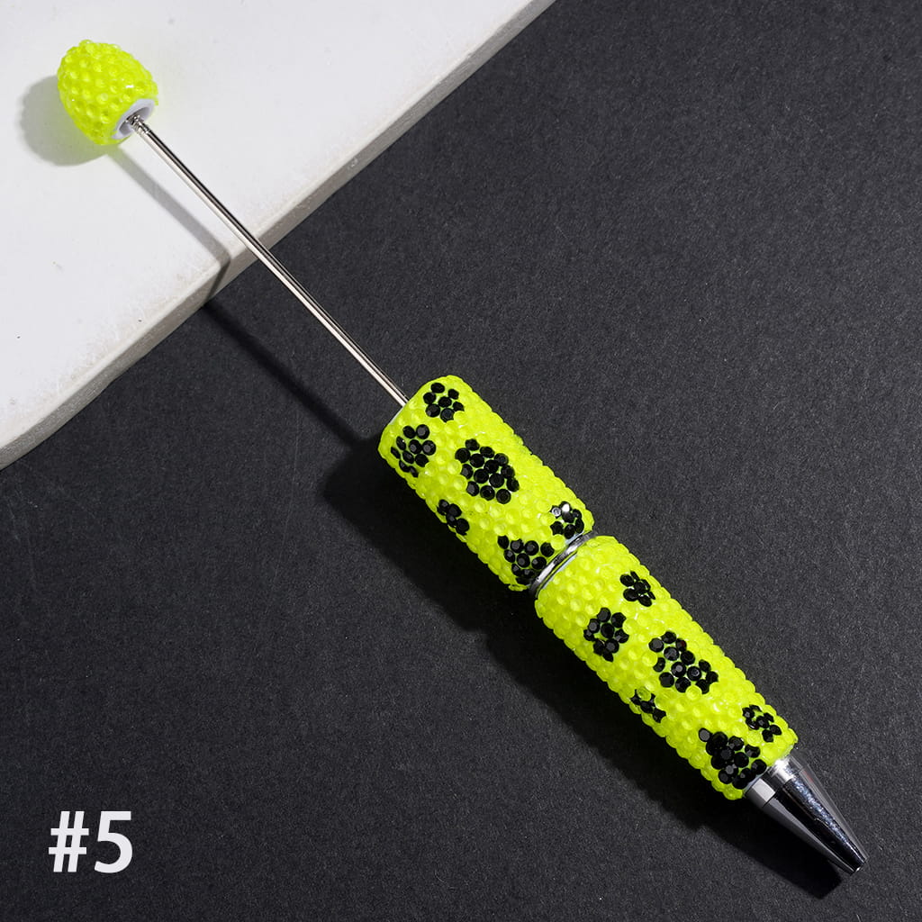 Beadable Clay Pens with Clear and Black Cone Shaped Rhinestones Covered the Entire Pen, Multi-Color