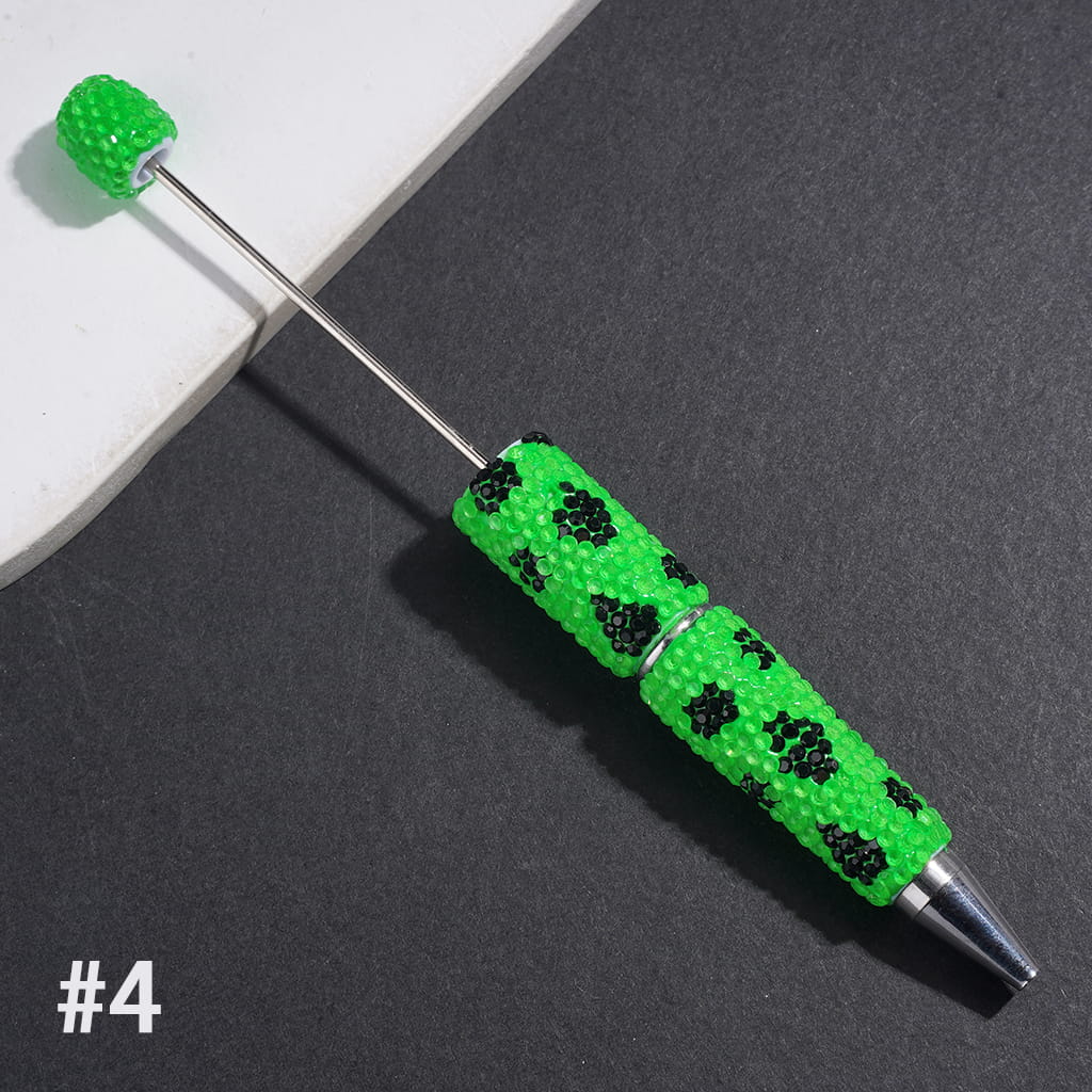 Beadable Clay Pens with Clear and Black Cone Shaped Rhinestones Covered the Entire Pen, Multi-Color