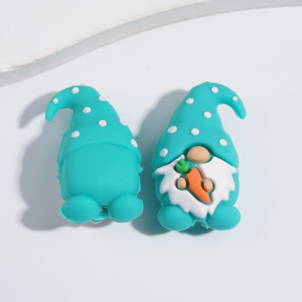 3D Cute Multi-Color Gnome Hold Carrot Silicone Focal Beads