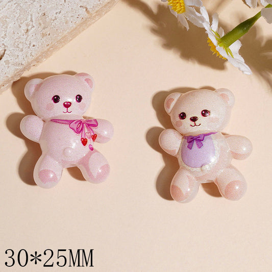 Acrylic Beads Various Attires Cute Bear Waving Hand Gusture, 30*25MM Random Mix